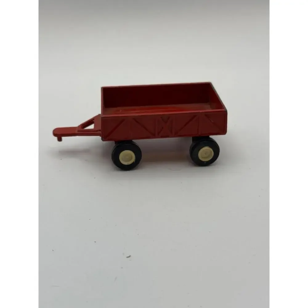 Red Farm Trailer Cart Wagon Metal Vintage made in China Unknown mgf